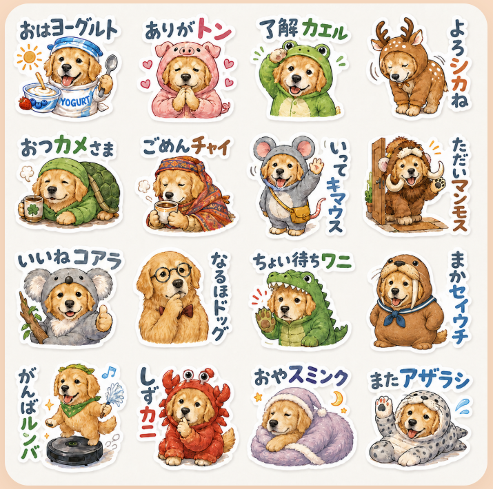 ギャグ・ネタ風スタンプ 12種類セット