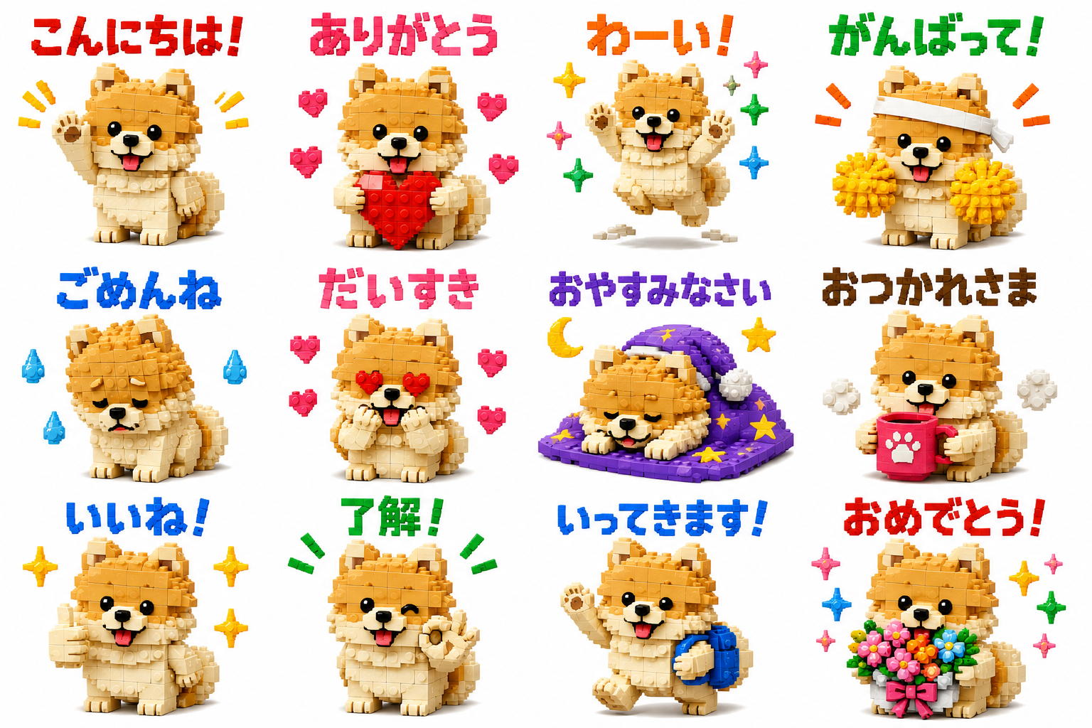 レゴブロック風スタンプ 12種類セット